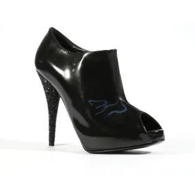 Soul Step Quick Flow Fendi Designer Shoes Black Patent Leather Crystalized Boots Short Bootie (FFWCRY05)