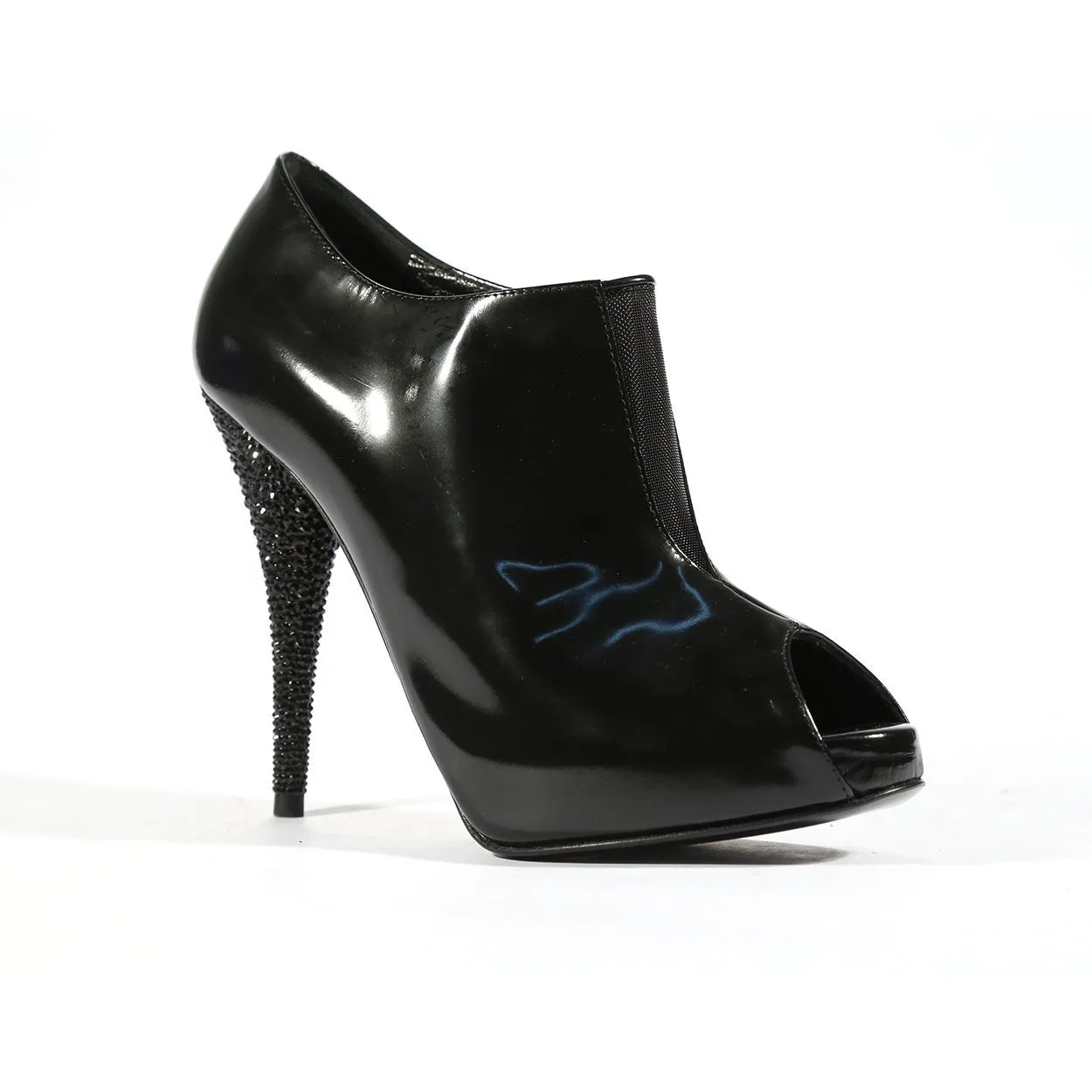 Soul Step Quick Flow Fendi Designer Shoes Black Patent Leather Crystalized Boots Short Bootie (FFWCRY05)