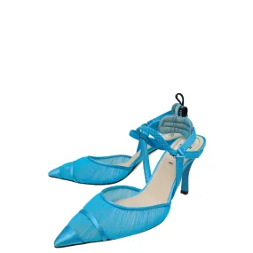 Arch Care Fendi Light Blue Satin Colibri Lite Tulle and High-Heeled Slingback 38.5