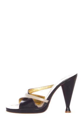 Ergonomic Cold Weather Fendi Navy & Natural Heels SZ 38.5