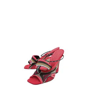 Fendi Red Multicolor Colibri Appliqu??d Mesh And Neoprene Sandal 40 Joy Mood