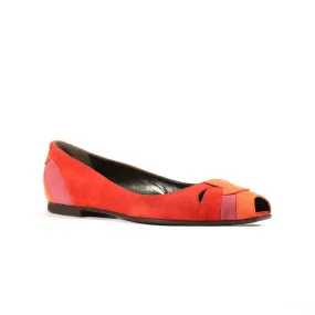 Fendi Women's Shoe - Flat Suade Strawberry Peep Toe 8F2665-RF3 (FFW09) Shockproof