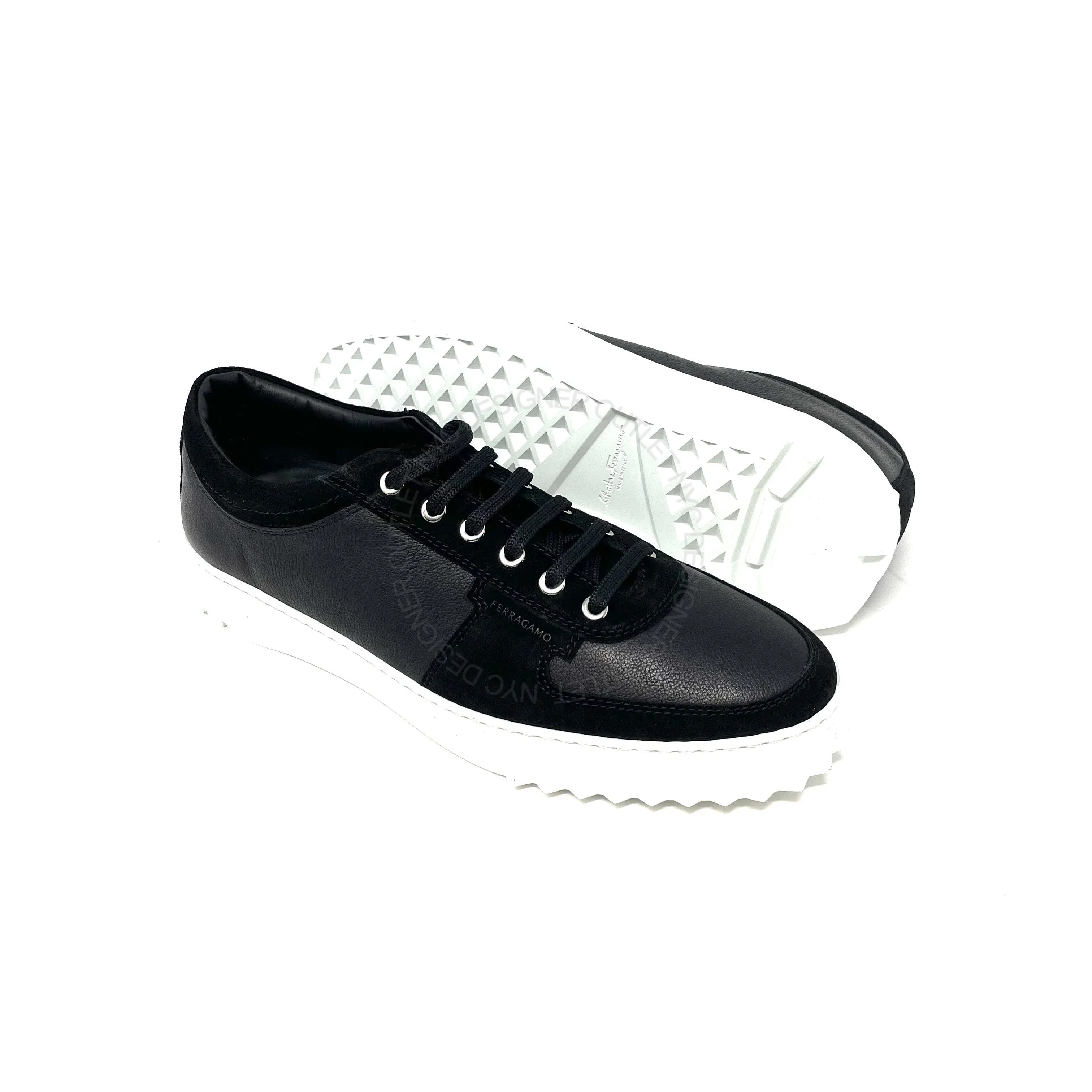 Ferragamo Scuby 5 Black Sneakers running - posture
