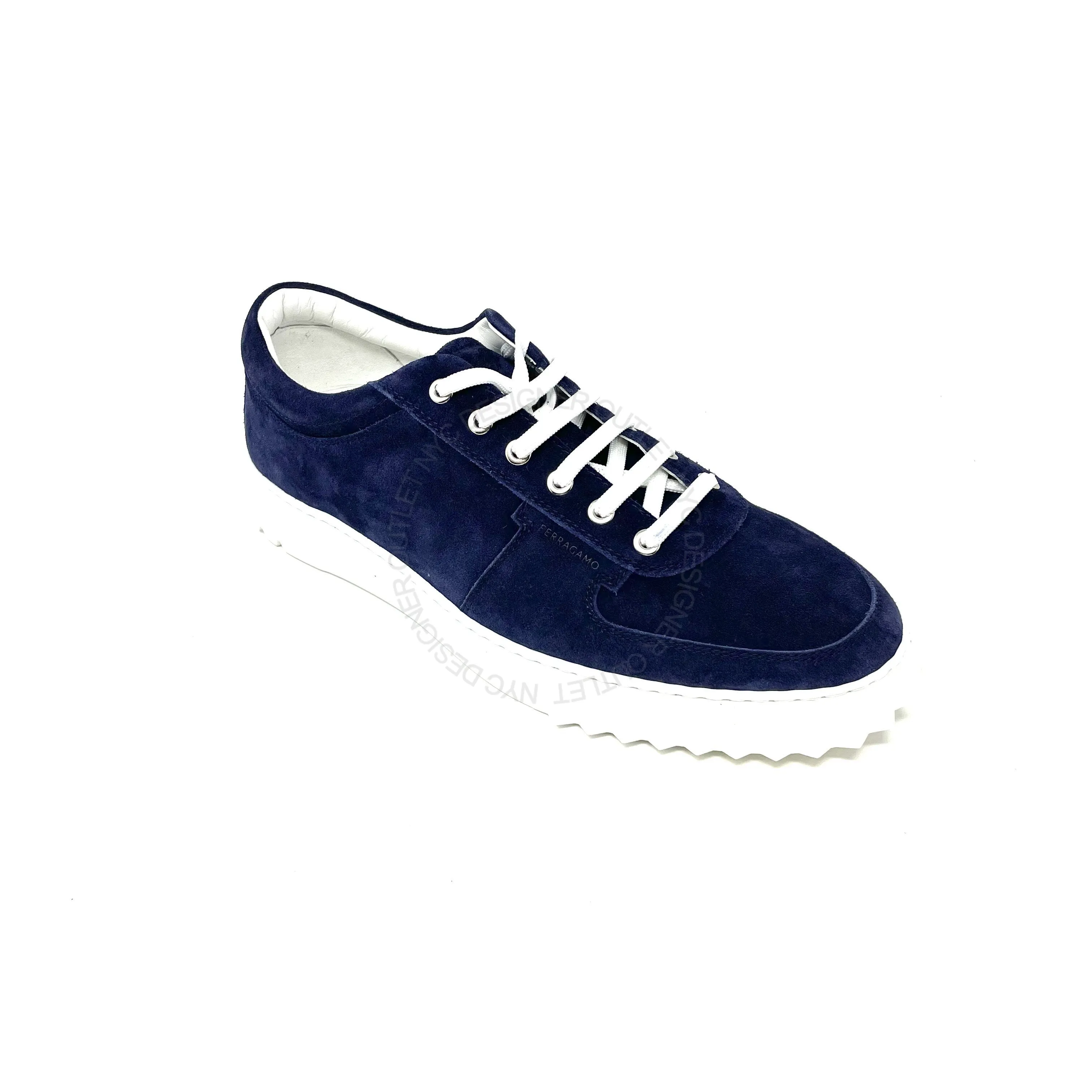 Ferragamo Scuby 5 Navy Sneakers running on gravel shoes MoistureWicking