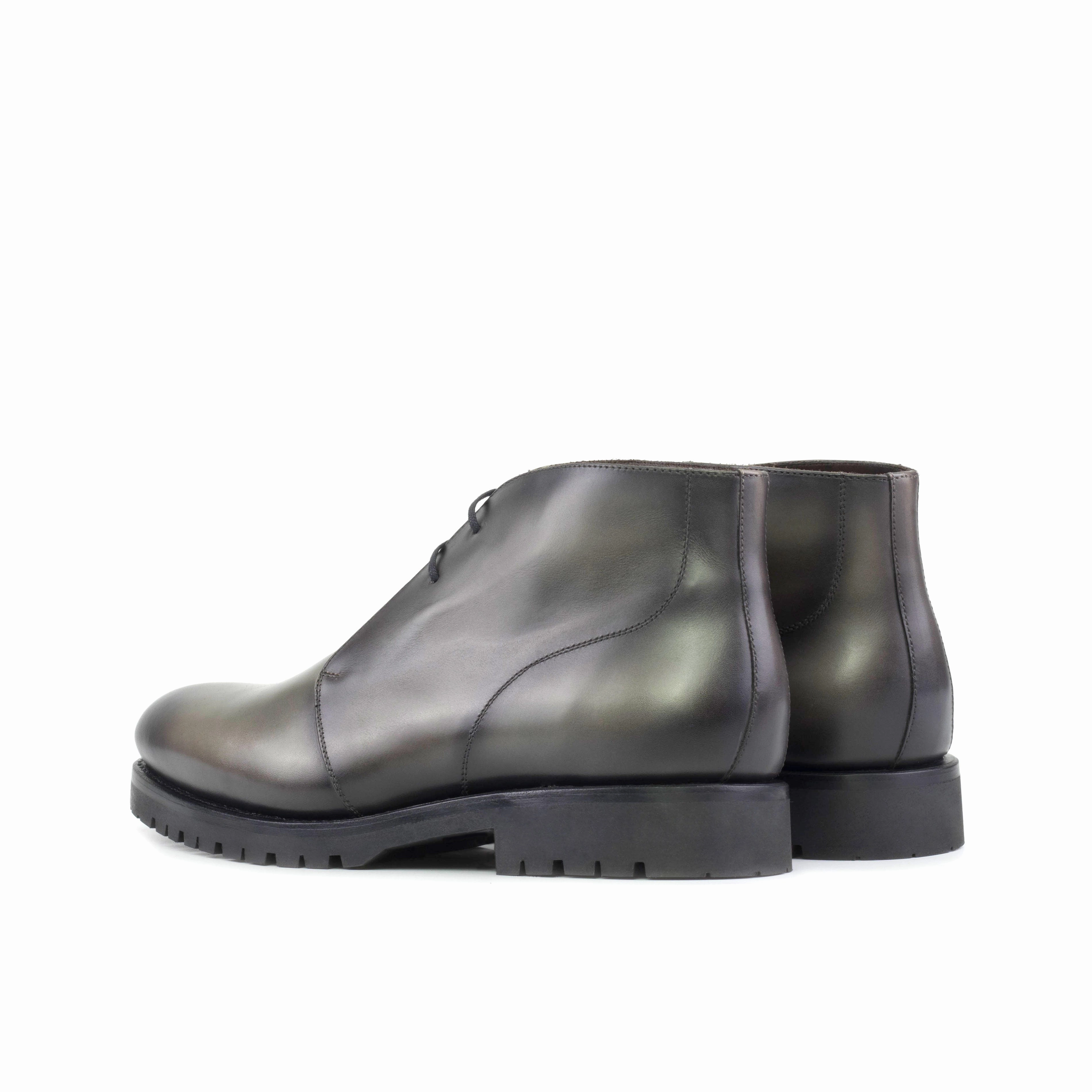 Grey Painted Calf Leather Chukka Boots Lined interior
