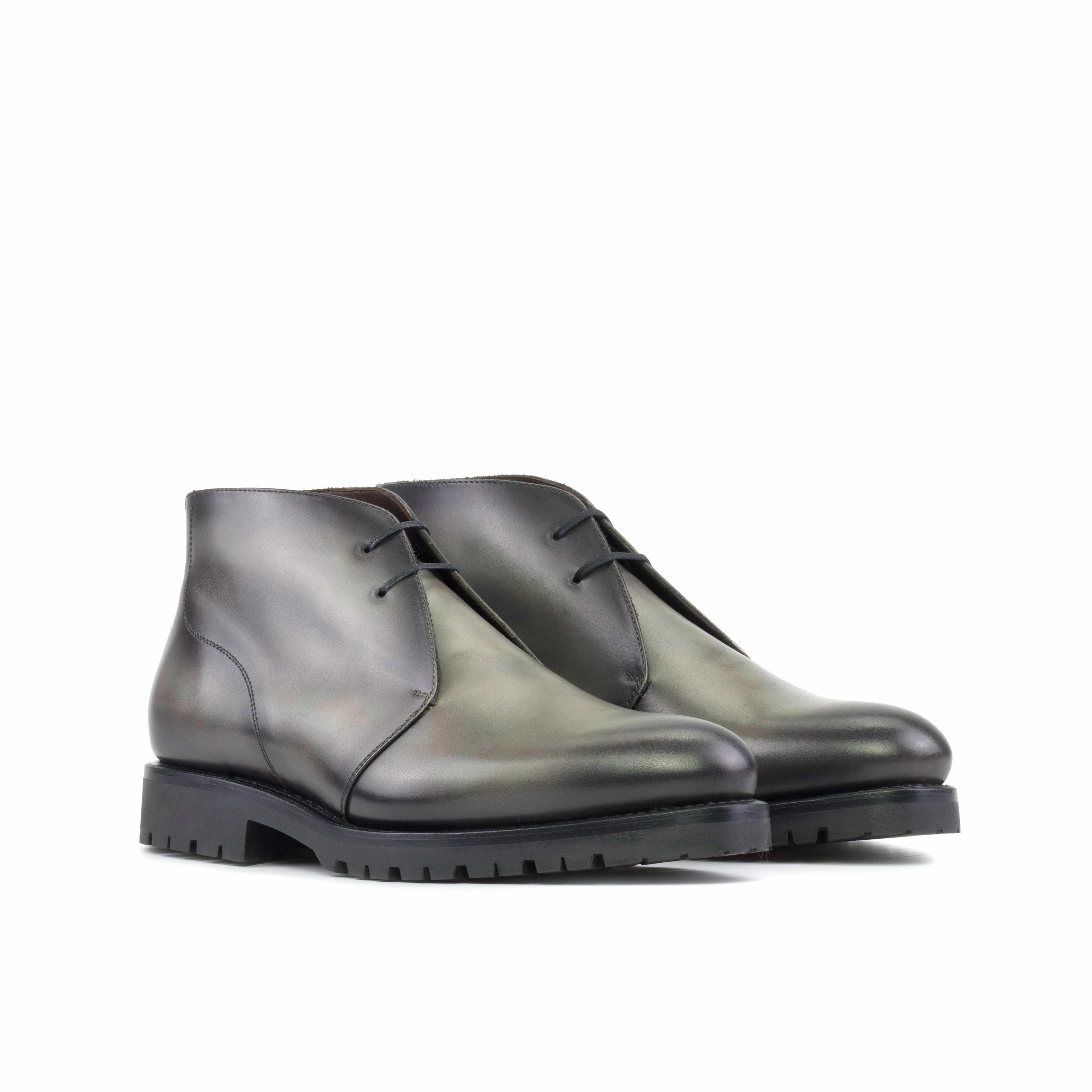 Grey Painted Calf Leather Chukka Boots Go-To Look