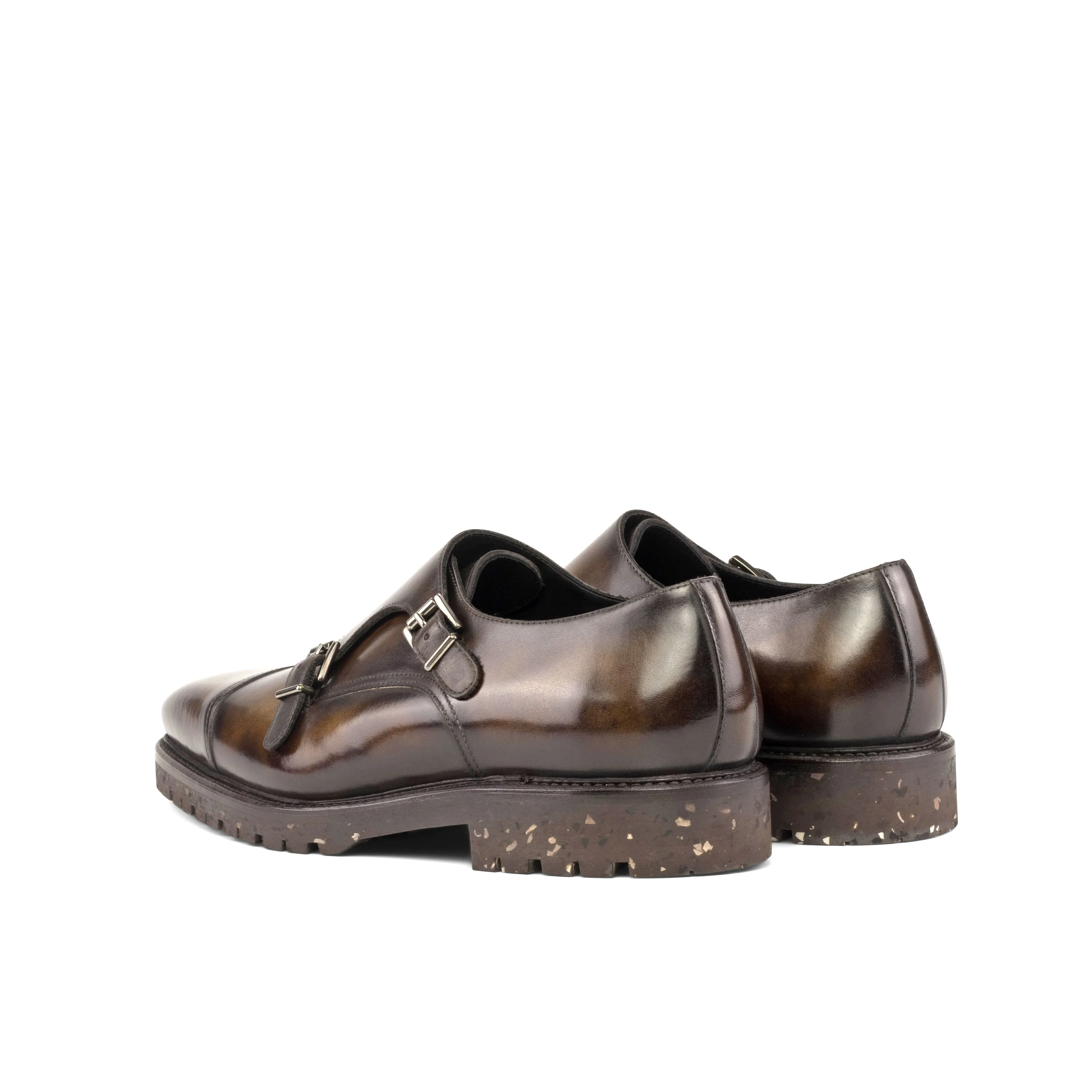 Active Workday Wingtip Design Tobacco Patina Double Monk Strap