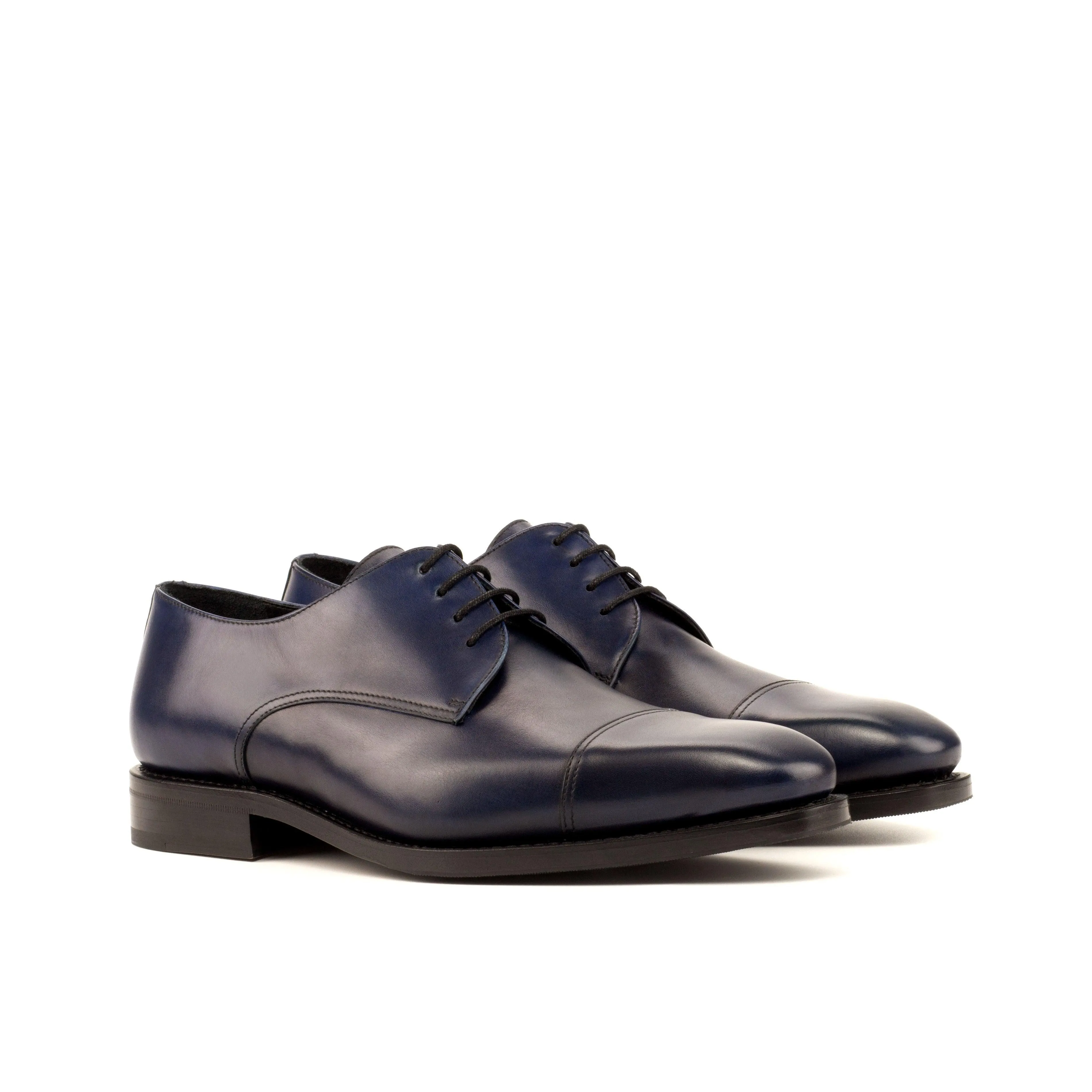Navy Calf Leather Derby Shoes Power Shade