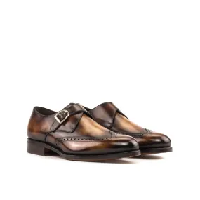 Comfortable Classic Fit Fire Patina Single Monk Shoes