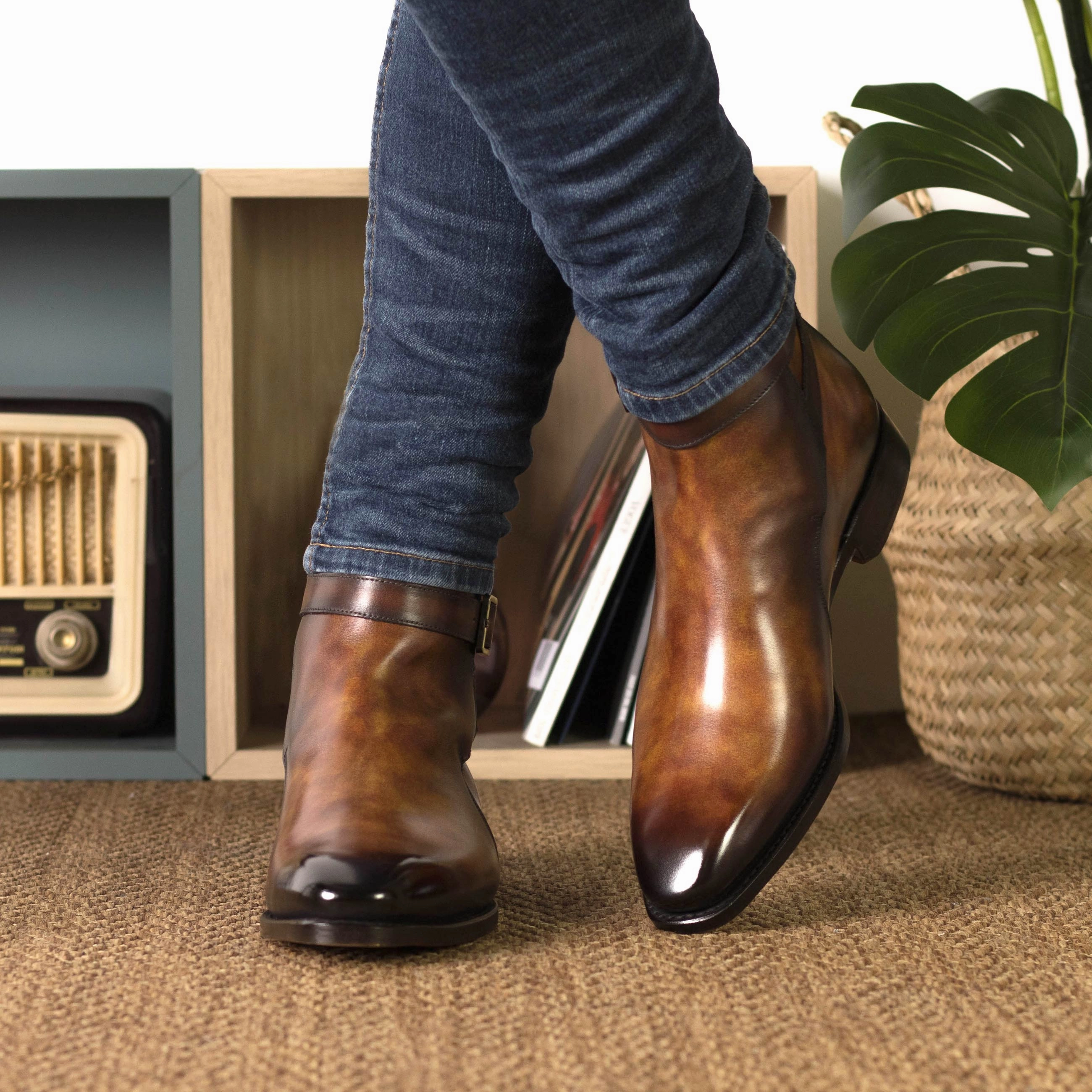 Daily Rugged High Traction All Day Wear Fire Patina Jodhpur Boots