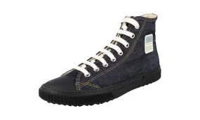 Prada Men's Blue Stratus High-Top Sneaker 4T3218 SuedeUpper