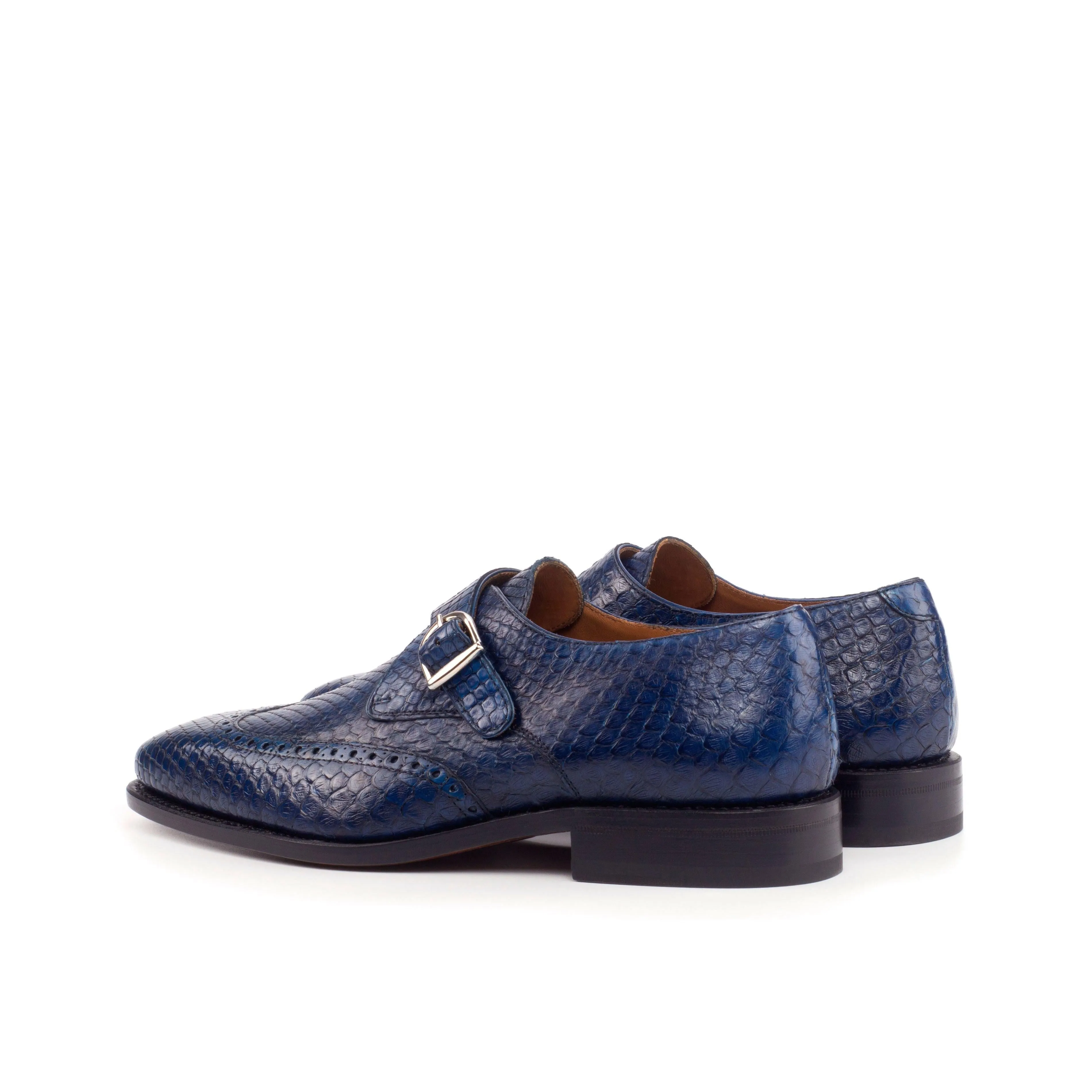 Soft Step Navy Python Single Monk Shoes