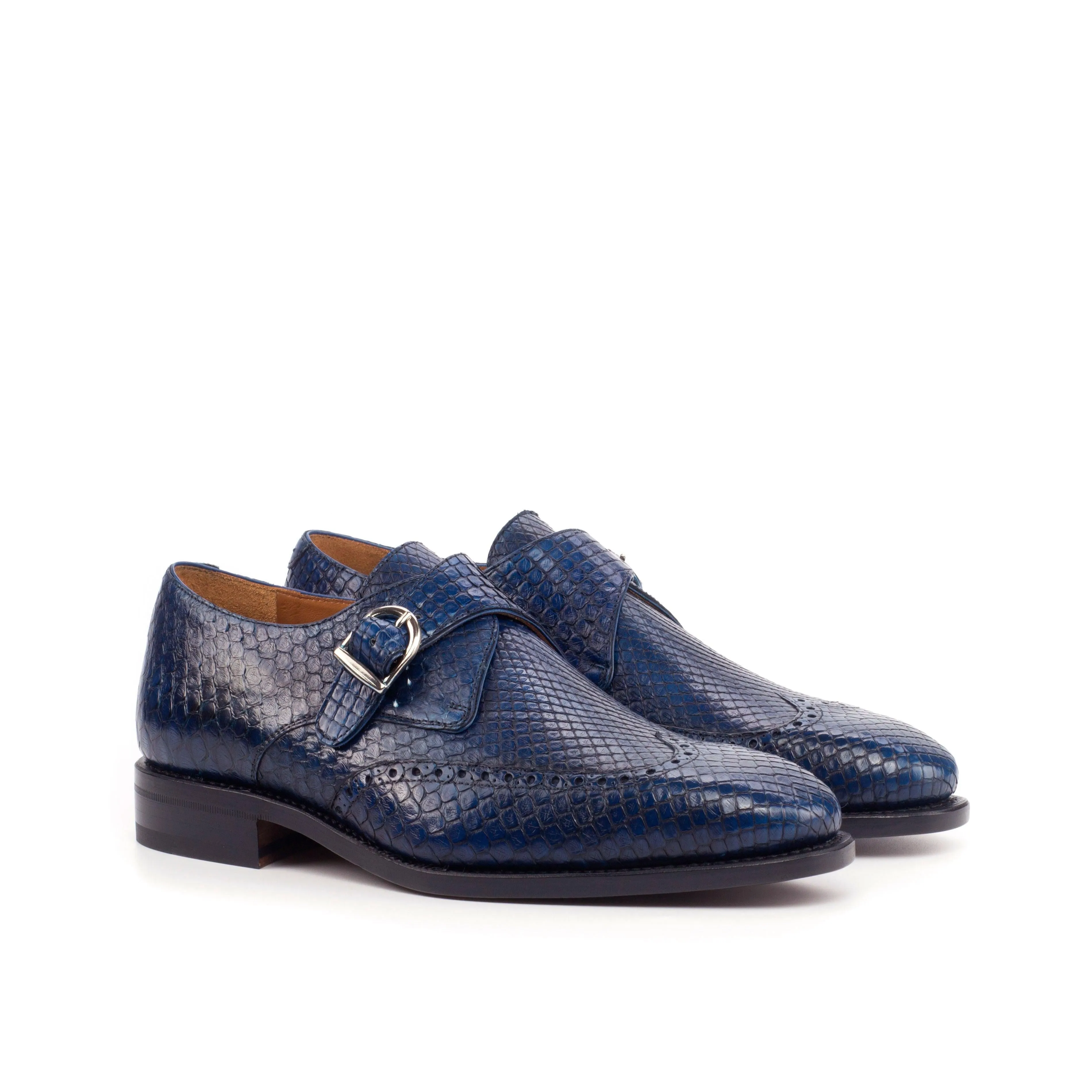Navy Python Single Monk Shoes Icon Look Mono Hue