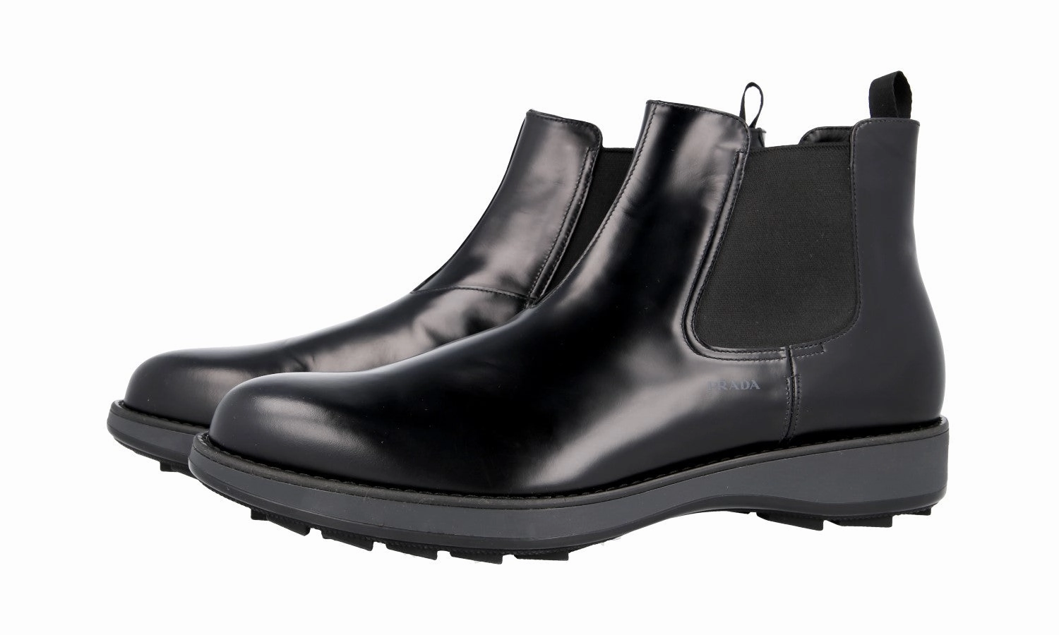 Prada Men's Black Brushed Spazzolato Leather Half-Boot 2TE136 Quick Comfort