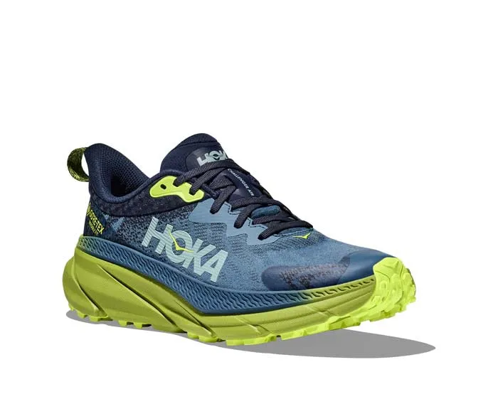 Mens Hoka Challenger ATR 7 GTX in Outer Space/Dark Citron Airflow Channel Design Anti Odor