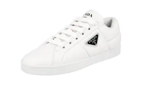 Prada Women's White Leather Padded Nappa Sneaker 1E204N Ventilated Collar Design City Hustle