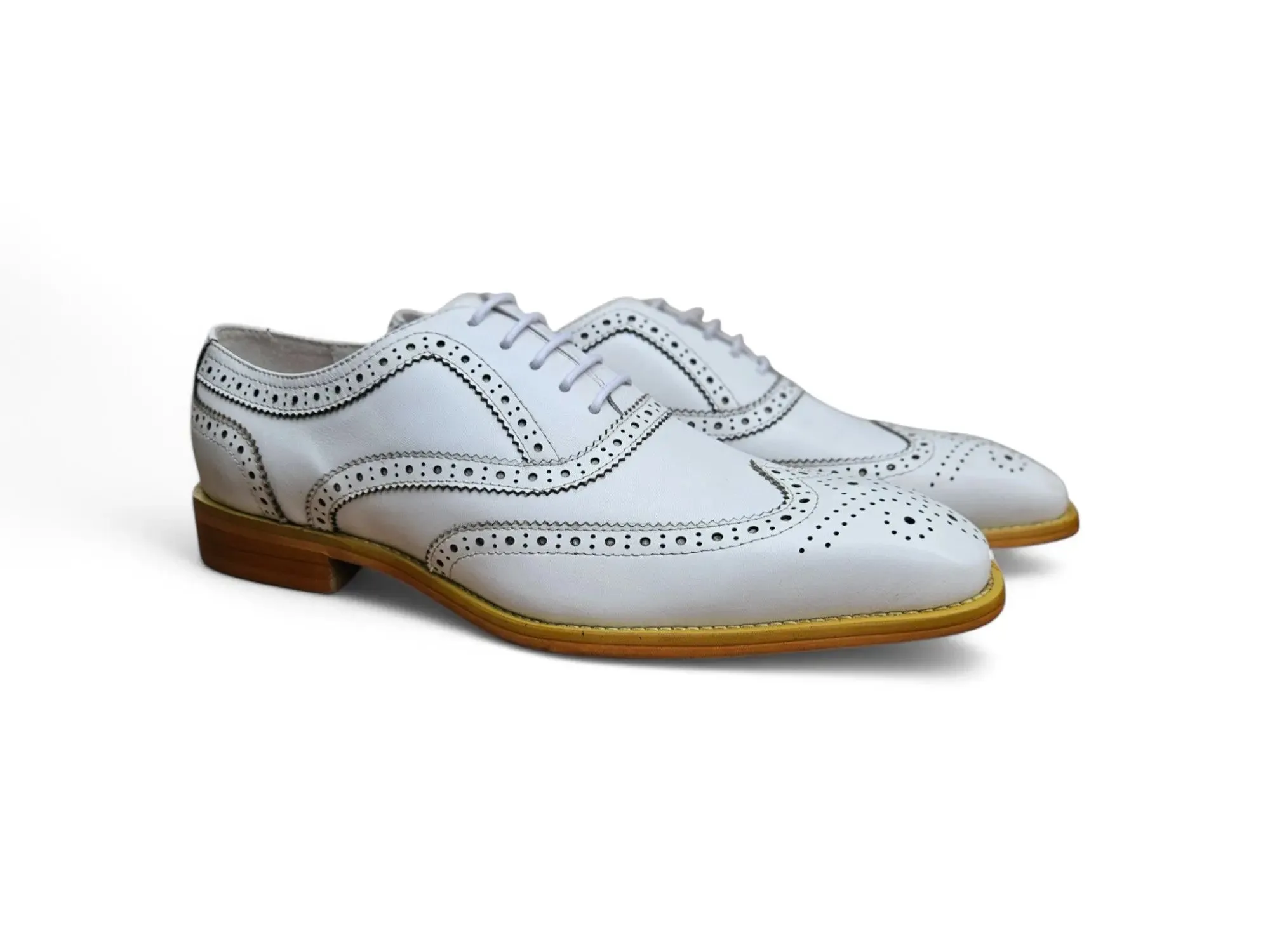 simple design Chaussures richelieu blanches ?? bout d'aile pour hommes KS509-25