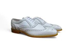 Flexible Walk Breathable Feel Elegant Occasion Chaussures richelieu blanches ?? bout d'aile pour hommes KS509-25