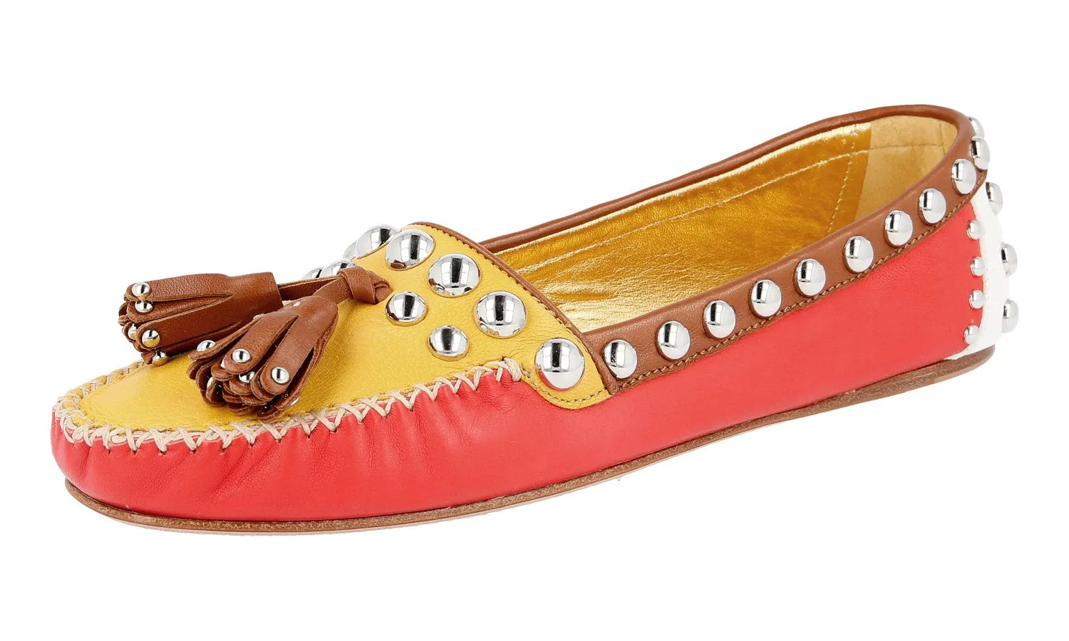 Prada Women's Multicoloured Leather Loafers 1D779E Classic Leather Smart Comfort