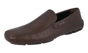 Simple Comfort Design Slip Resistant Prada Men's Brown Saffiano Leather Driving Loafers Loafers 2DD003