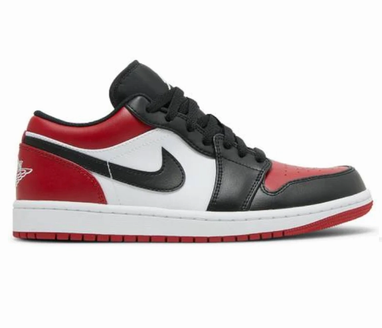 Men's Nike Air Jordan 1 Low (Bred Toe) All Purpose microfiber - feature shoes