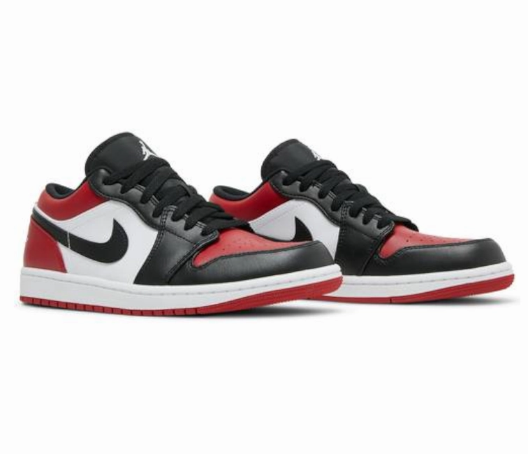 Men's Nike Air Jordan 1 Low (Bred Toe) wedding - themed running shoes anti - skid shoes