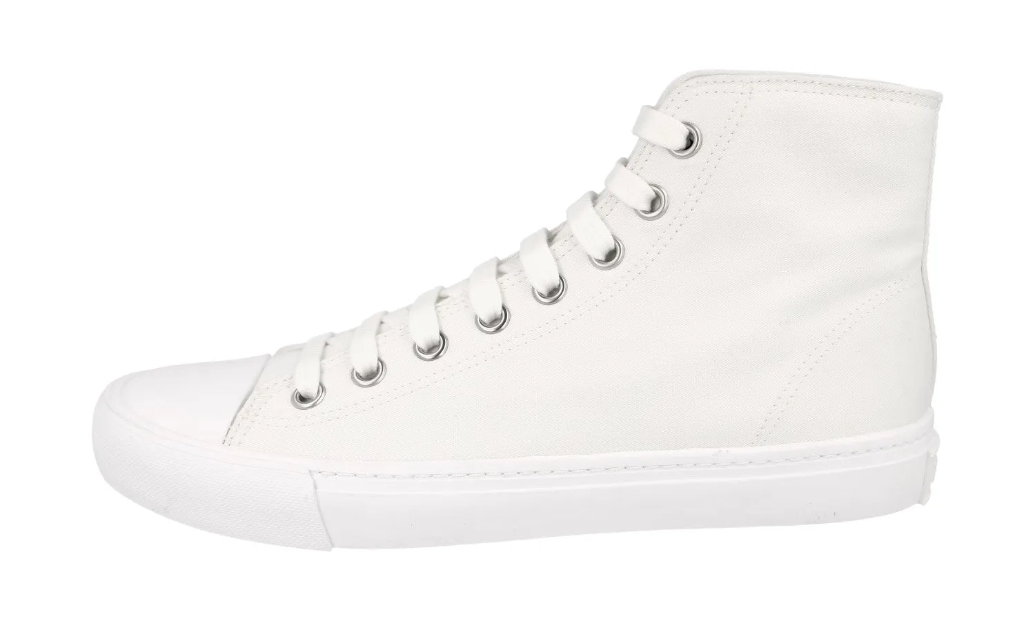 Tensile Lacing Prada Men's White High-Top Sneaker 4T3557