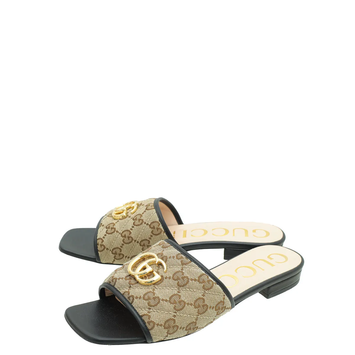 Gucci Bicolor GG Canvas SLide Sandal 39 Slim Look City Stride