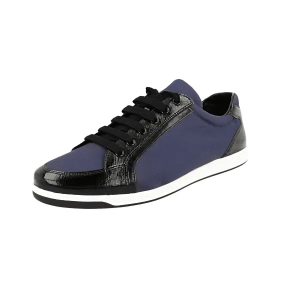 Prada Women's Blue Saffiano Leather Sneaker 3E5892 Compact Form Energy Returning Foam