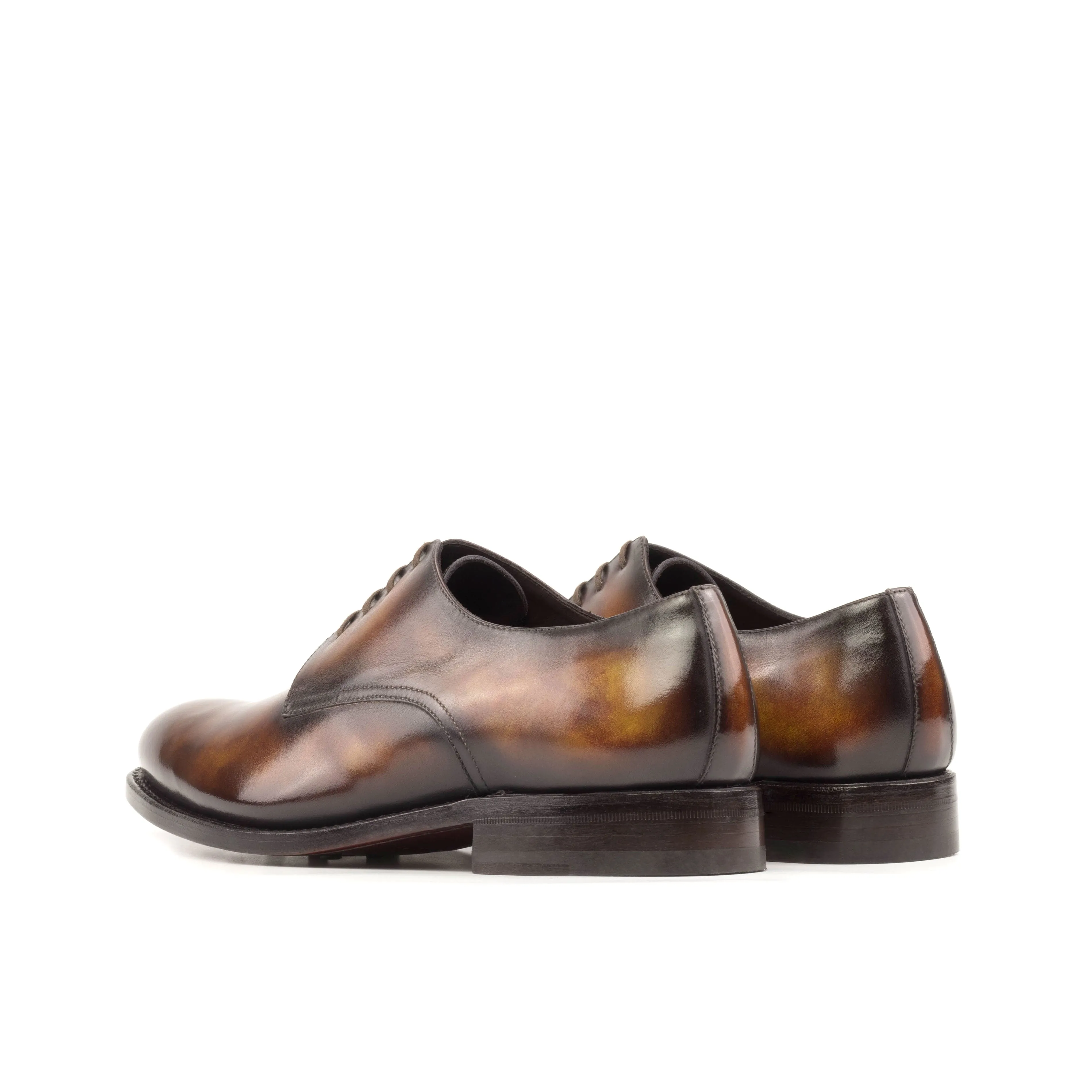 Street Casual Fire Patina Leather Derby Shoes