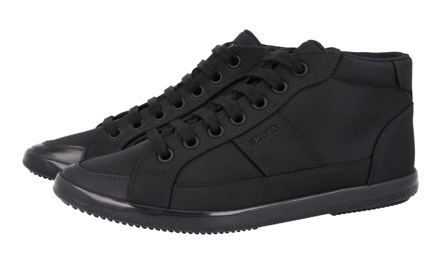 Prada Men's Black High-Top Sneaker 2TG175 Weekend Casual Tension Free Lacing