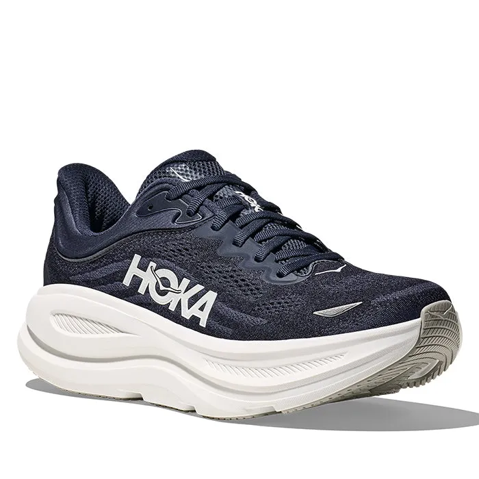 Mens Hoka Bondi 9 Extra Wide in Varsity Navy/White Easy Movement