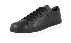 Comfort Upper Low Top Design Prada Women's Black Leather Sneaker 1E536L