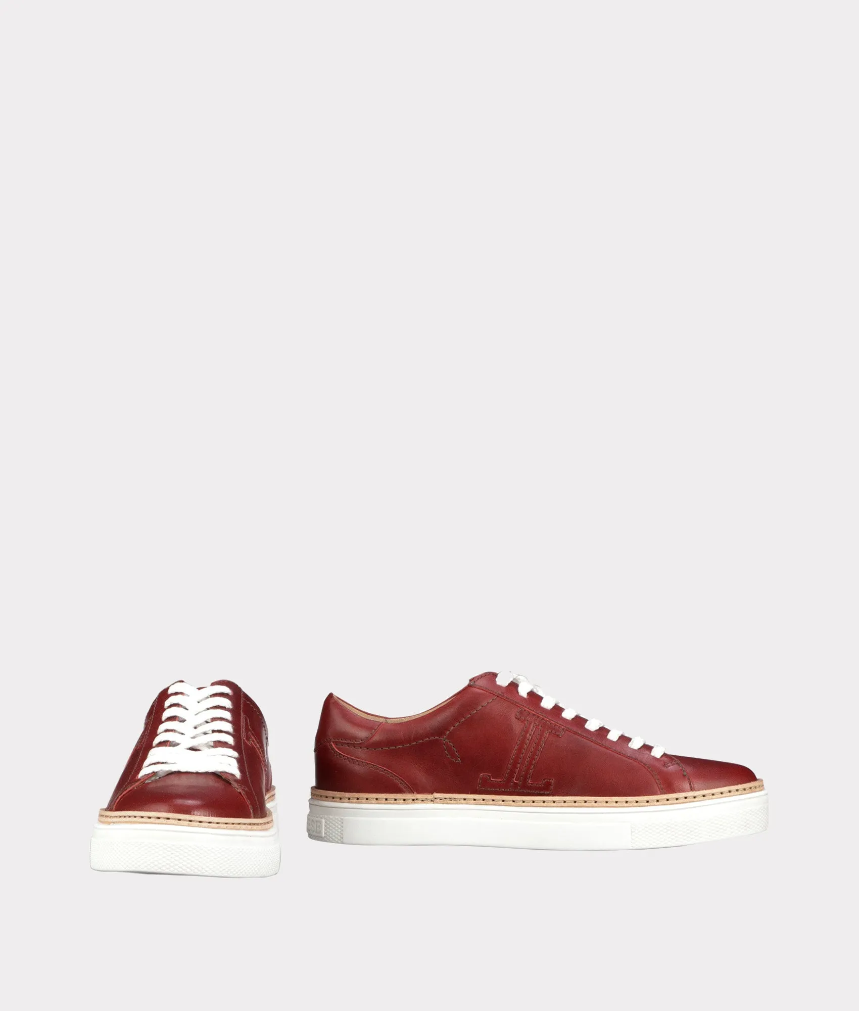 Smooth Toe Double L Lace Up Sneaker :: Red