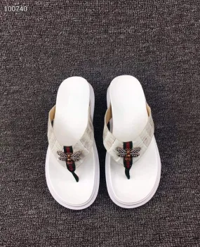 Crocodile Shoes Crocodile Leather Slippers With Bee Peace Walk Wide Sole