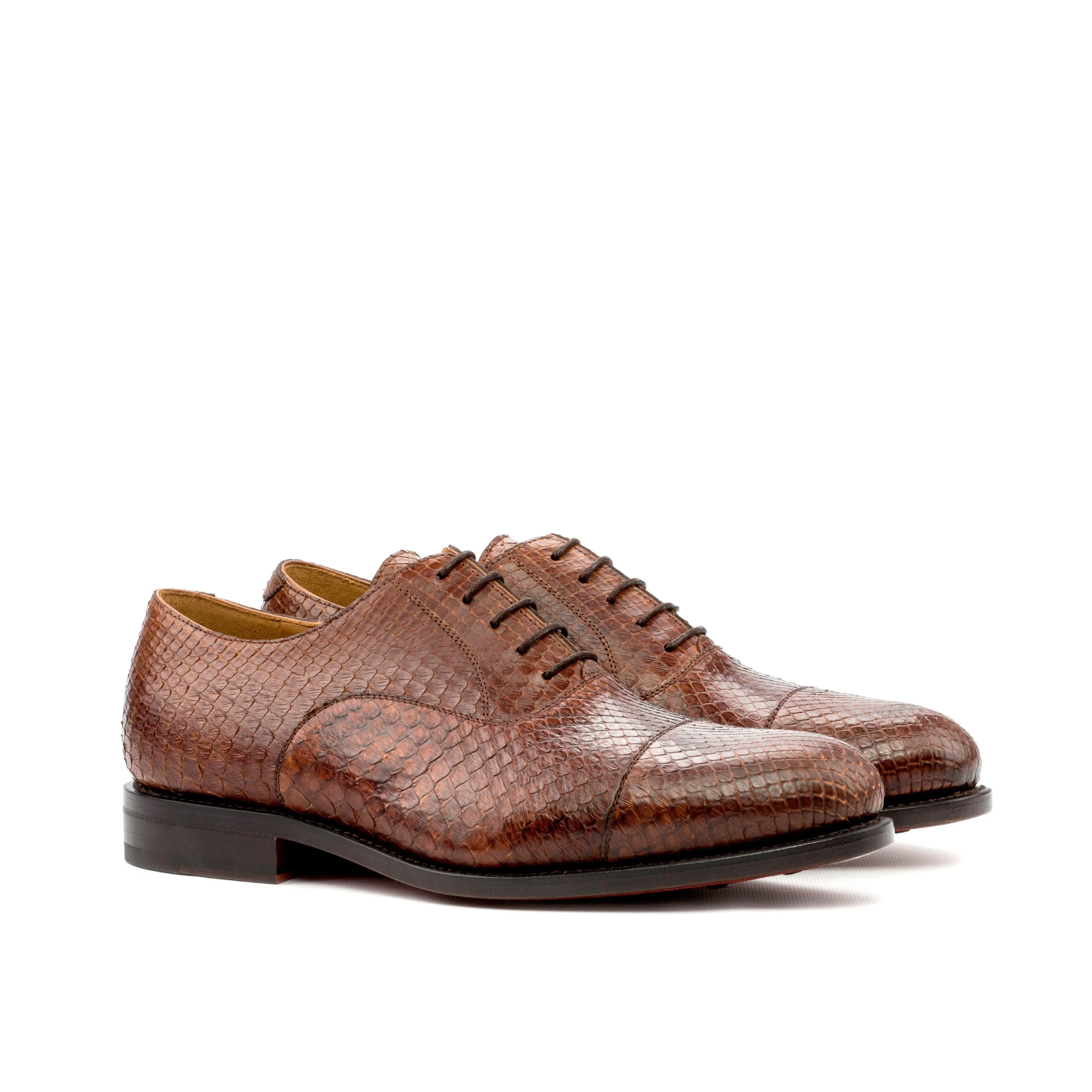 Genuine Brown Python Oxford Shoes Smooth Layers