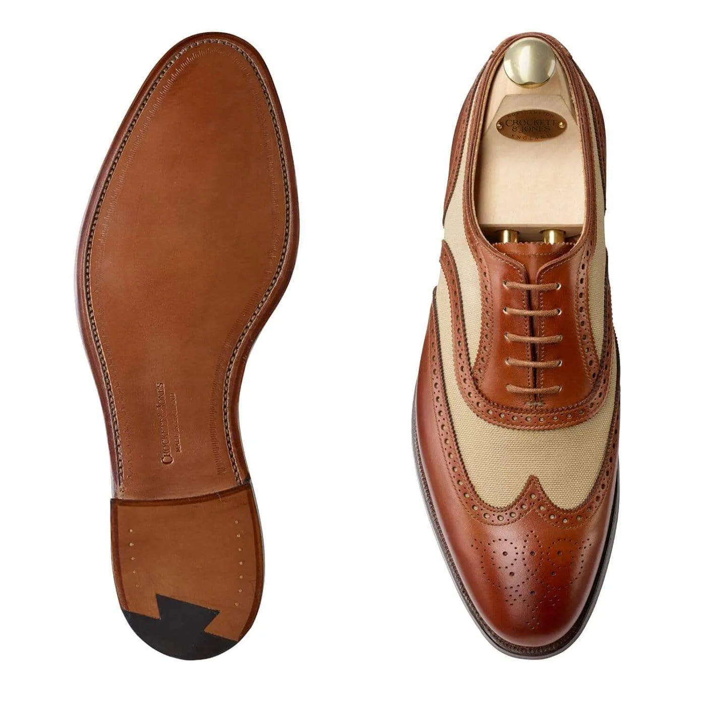 Gerrard 4 Mahogany Calf & Stone Canvas Refined Style Workday Essential Office Ready Lace-ups