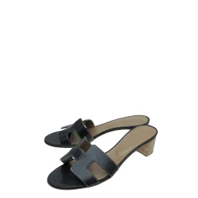 Hermes Noir Oasis Sandals 39.5 Agile Path