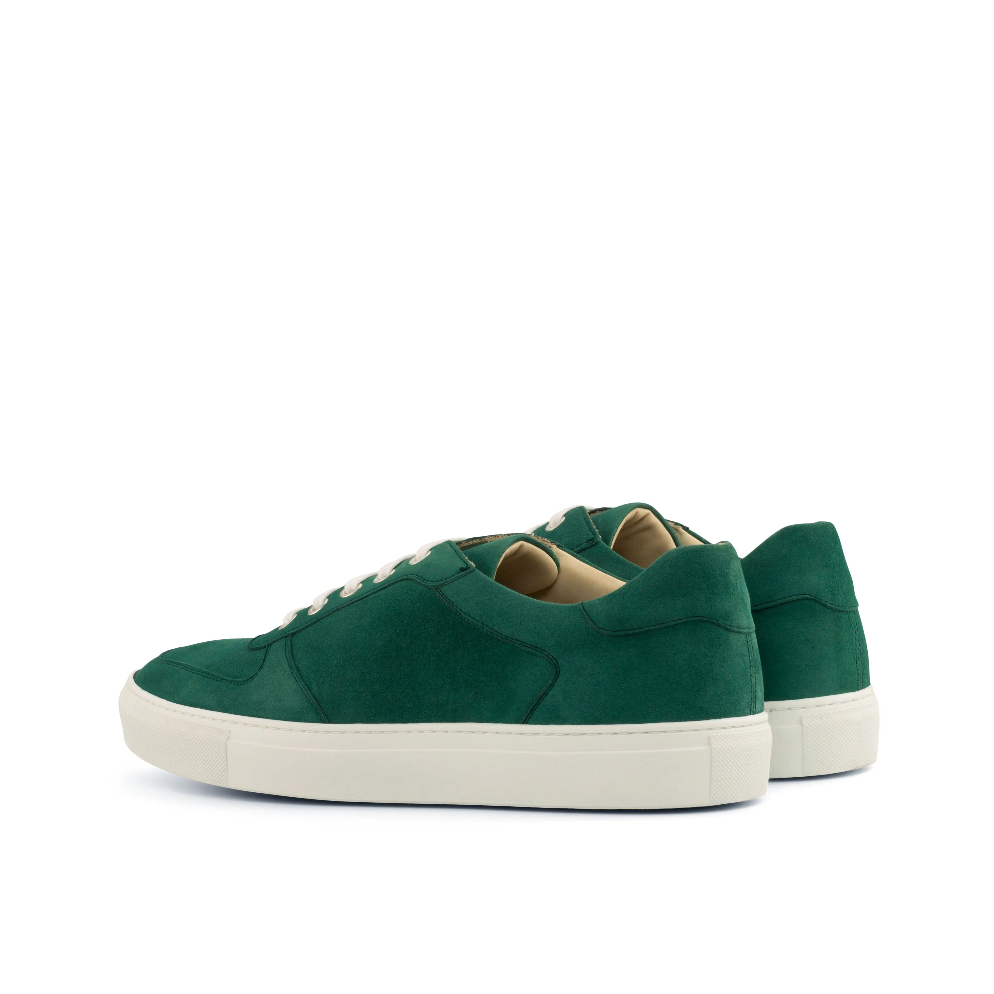 Green Suede Low-Top Sneakers Minimalist running shoes for amateur female runners