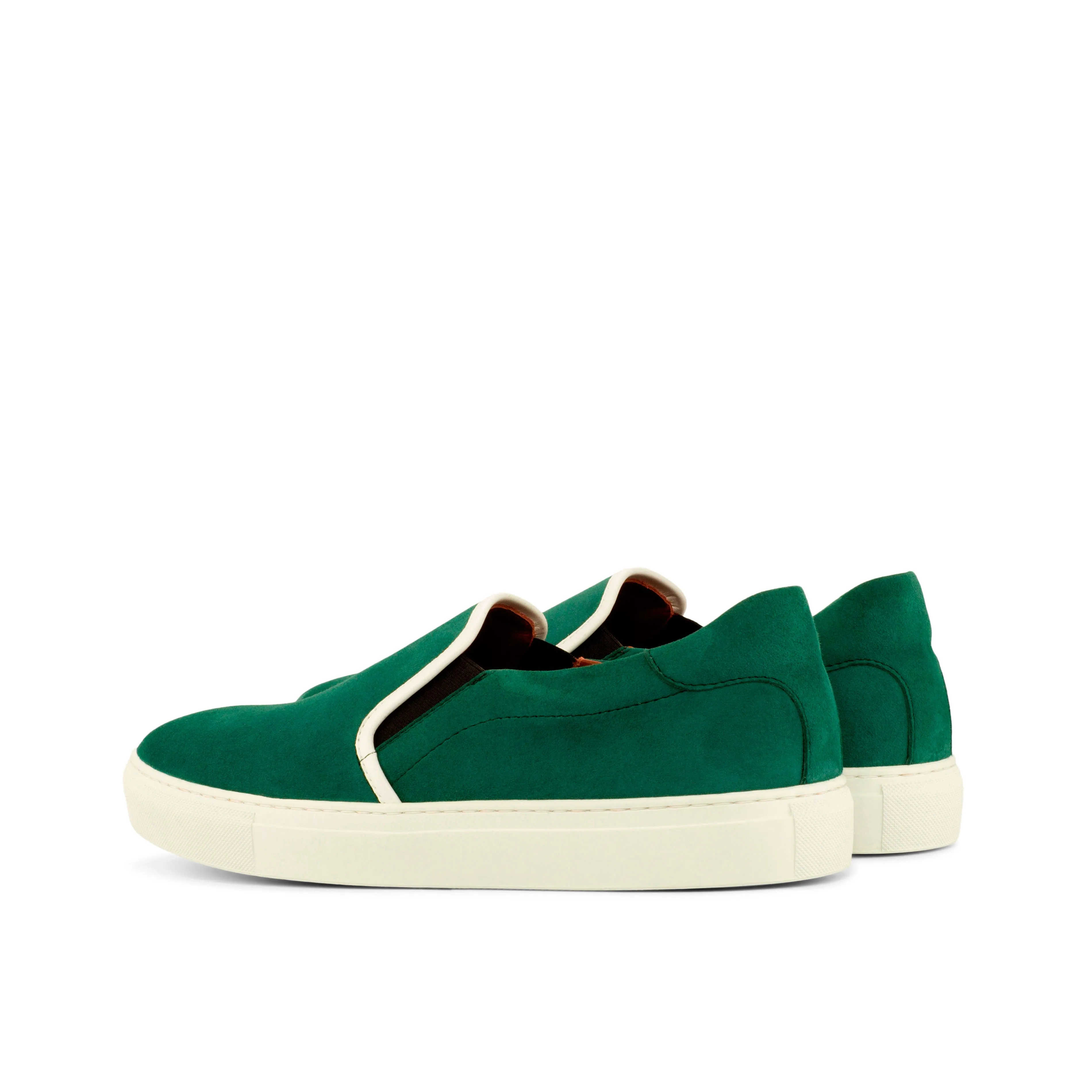 Trendy Green Suede Slip-On Sneakers
