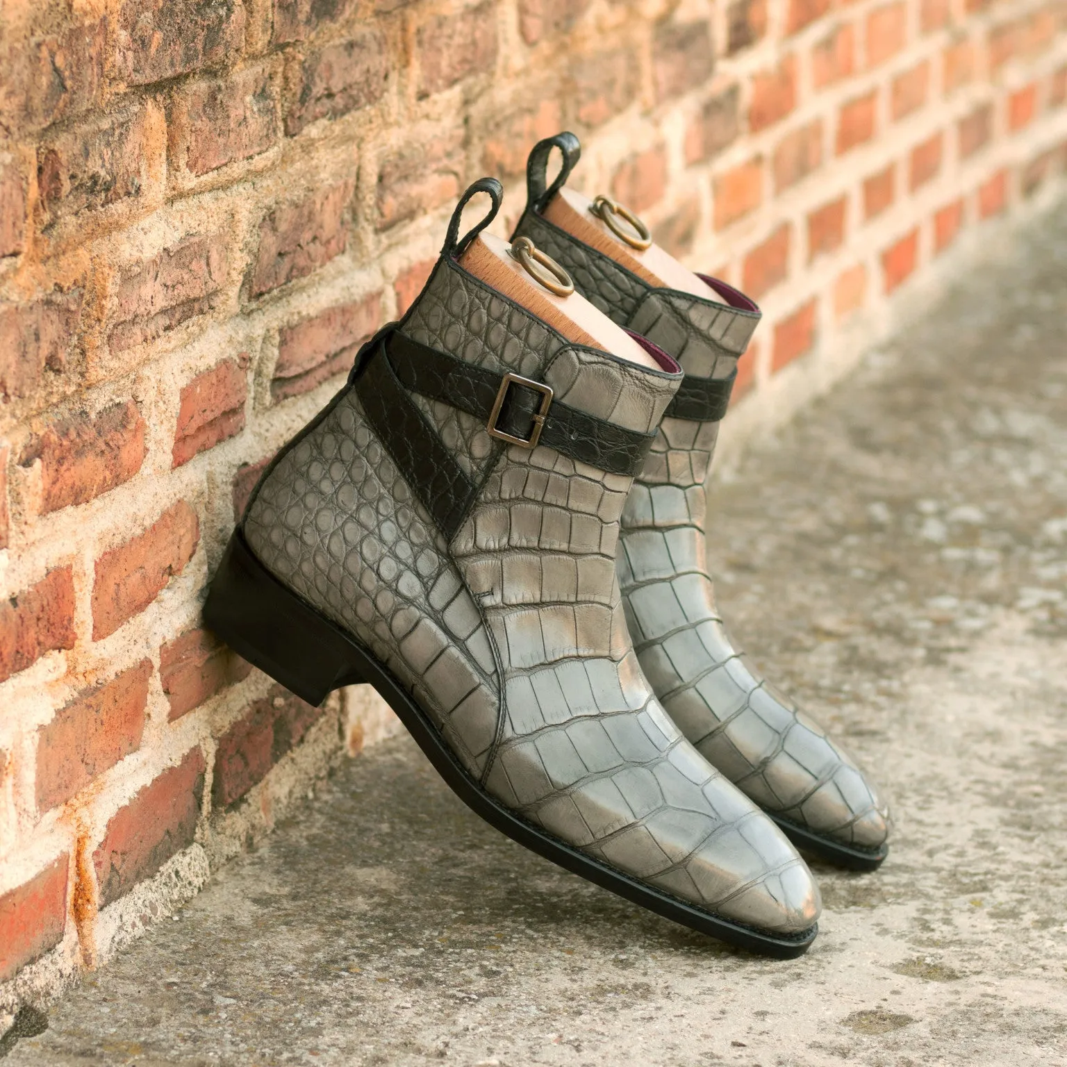 Grey & Black Alligator Jodhpur Boot First Shade
