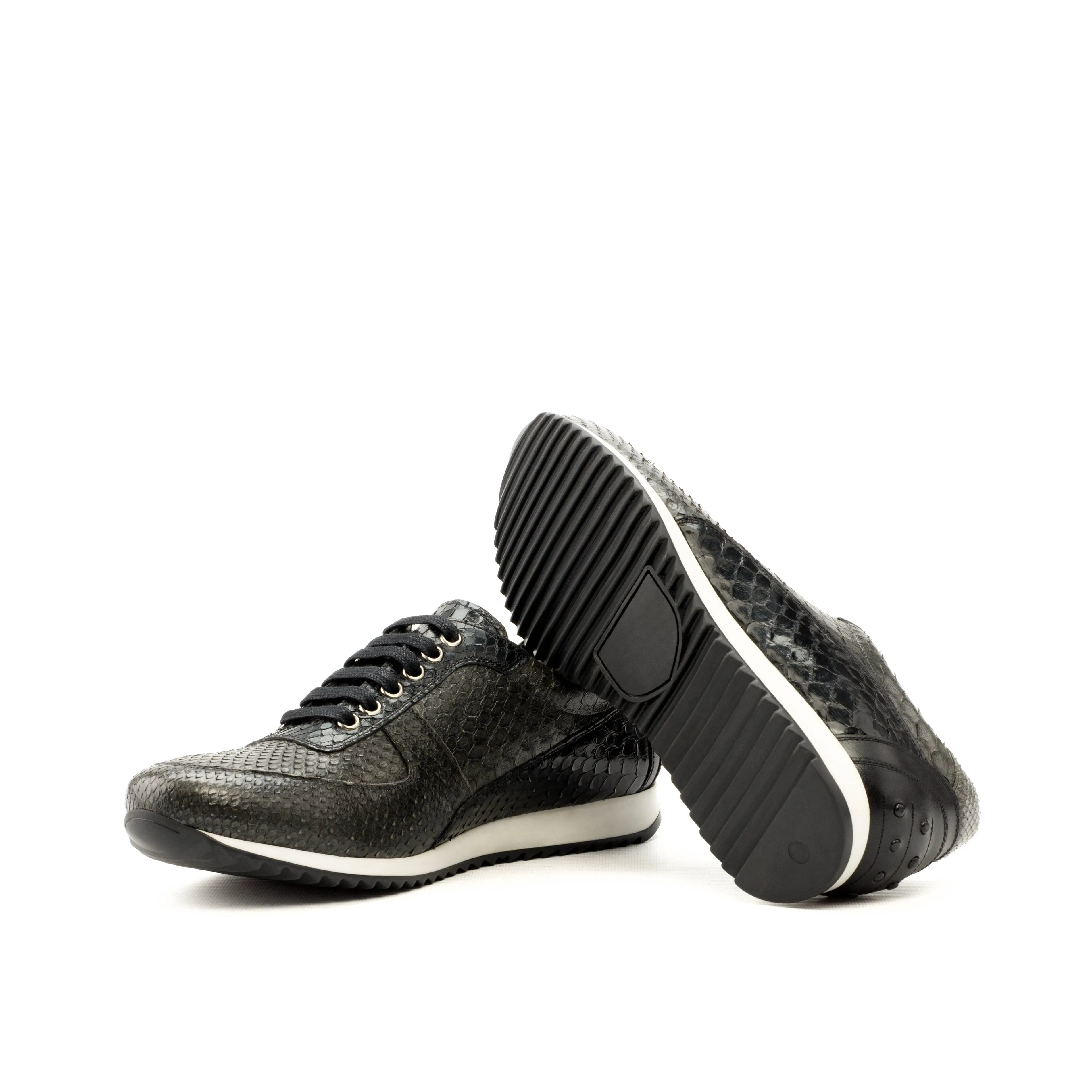 Trendy Appeal Comfort Motion Grey & Black Python Trainer Sneakers