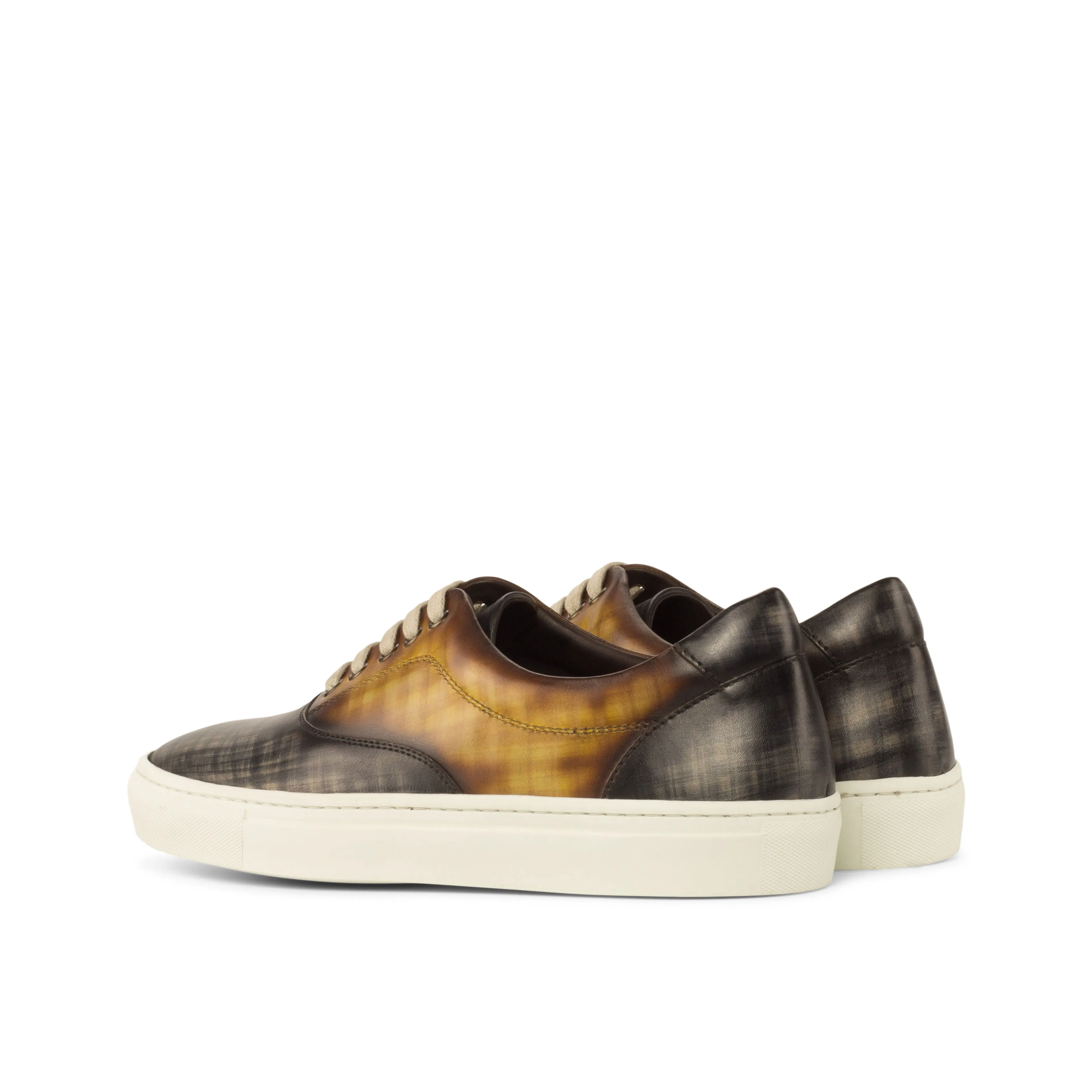 Grey & Cognac Patina Leather Top-Sider Trainers Multi directional traction Street Vibe
