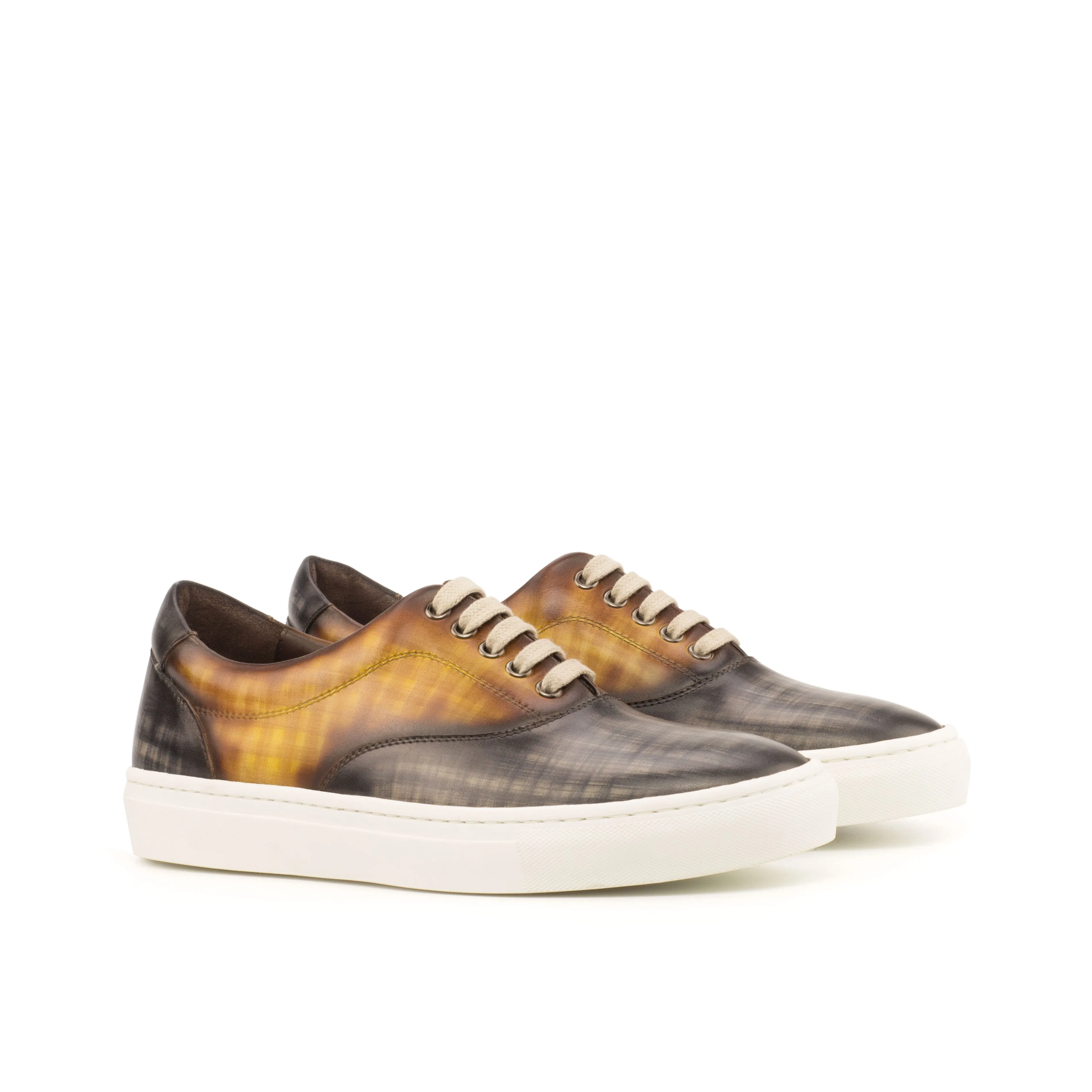 Grey & Cognac Patina Leather Top-Sider Trainers Eco Conscious Packaging Urban breathability