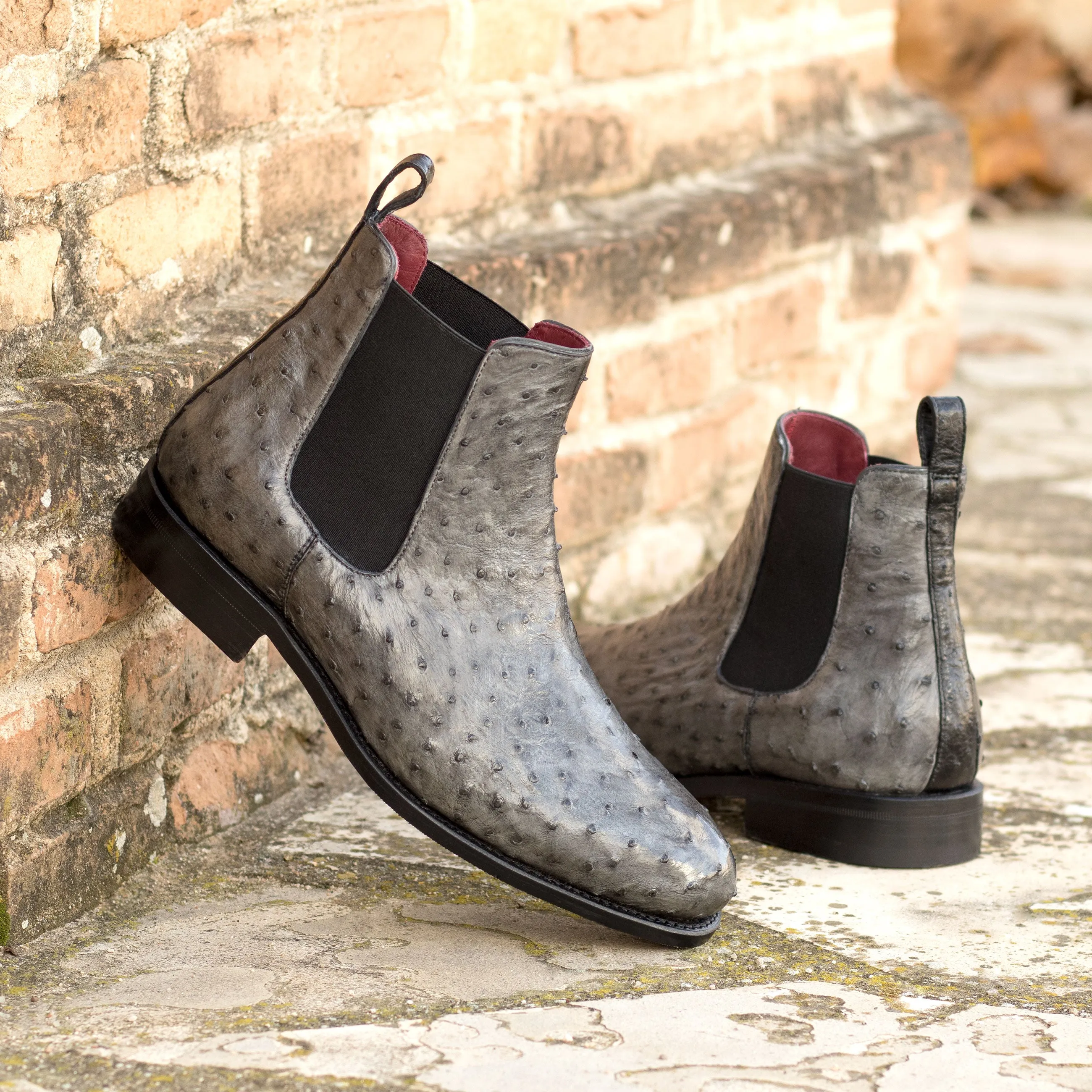 Smart Shade Grey Ostrich Chelsea Boots