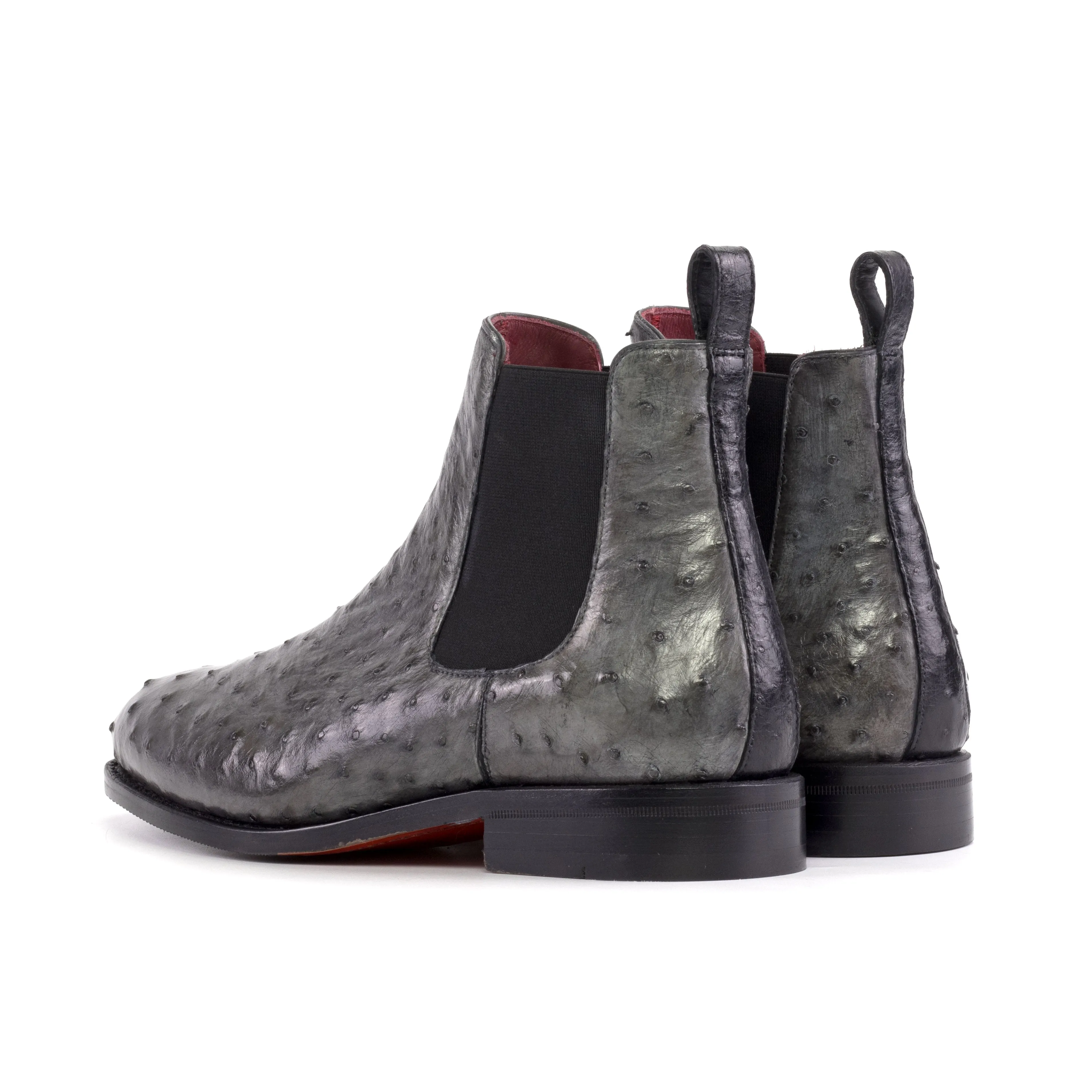 Grey Ostrich Chelsea Boots Office Shoes Luxe Line