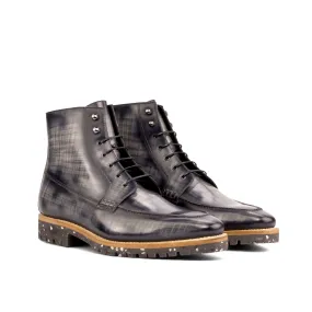 Grey Papiro Patina Leather Moc-Toe Boot Balance Comfort