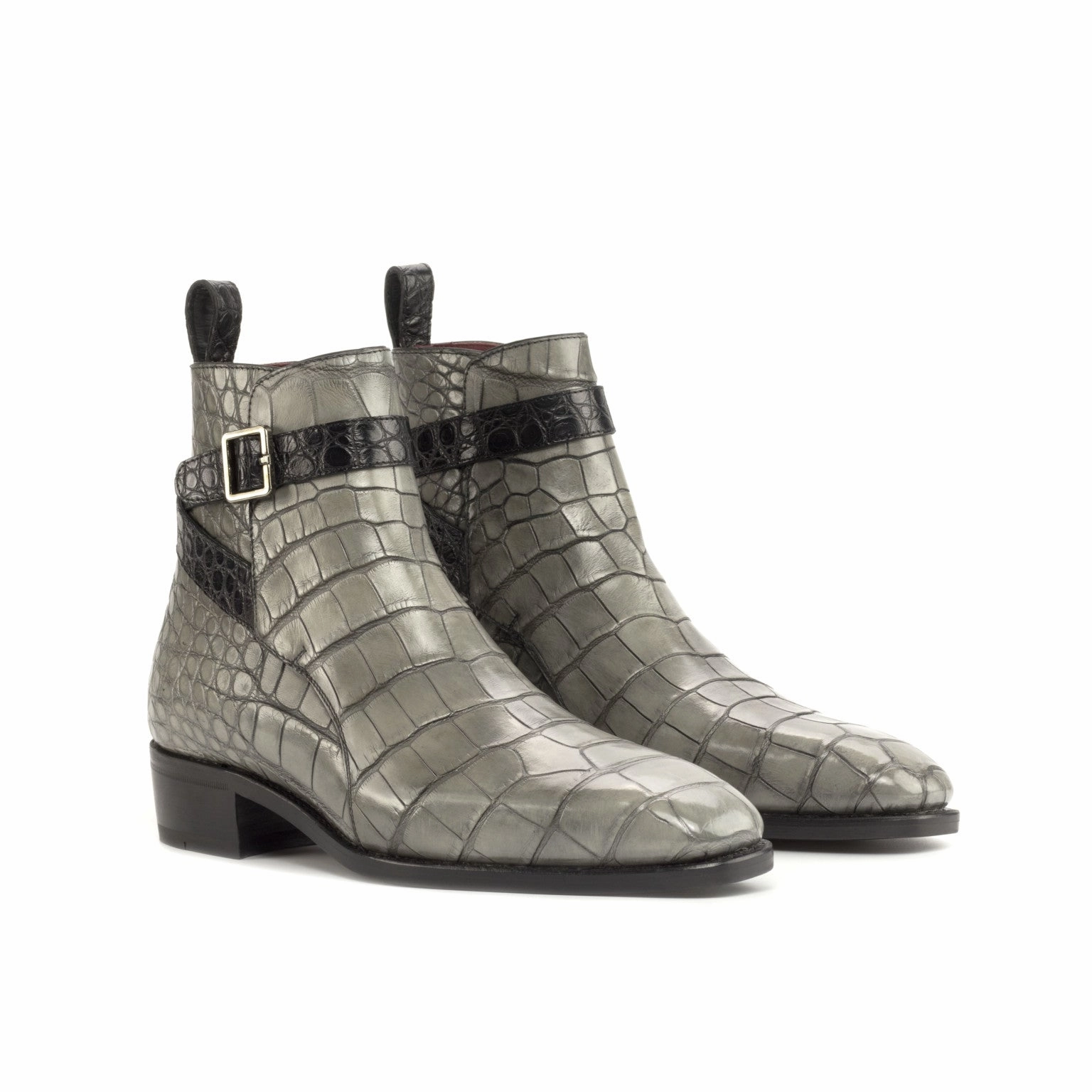 Grey & Black Alligator Jodhpur Boot Reinforced Form Mountain Climber