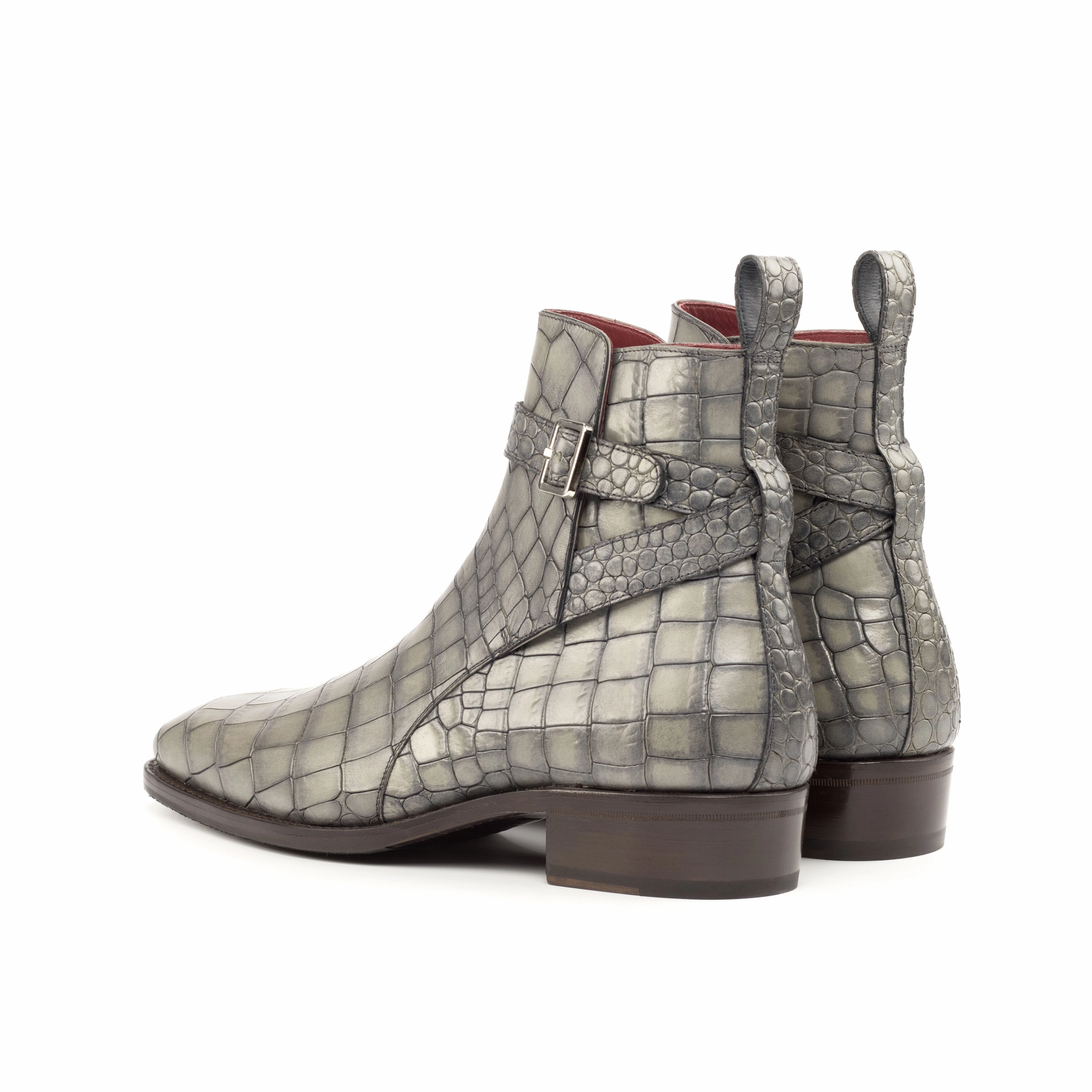 Sock Fit Padded Interior Windy Weather Grey Embossed Croco Jodhpur Boots