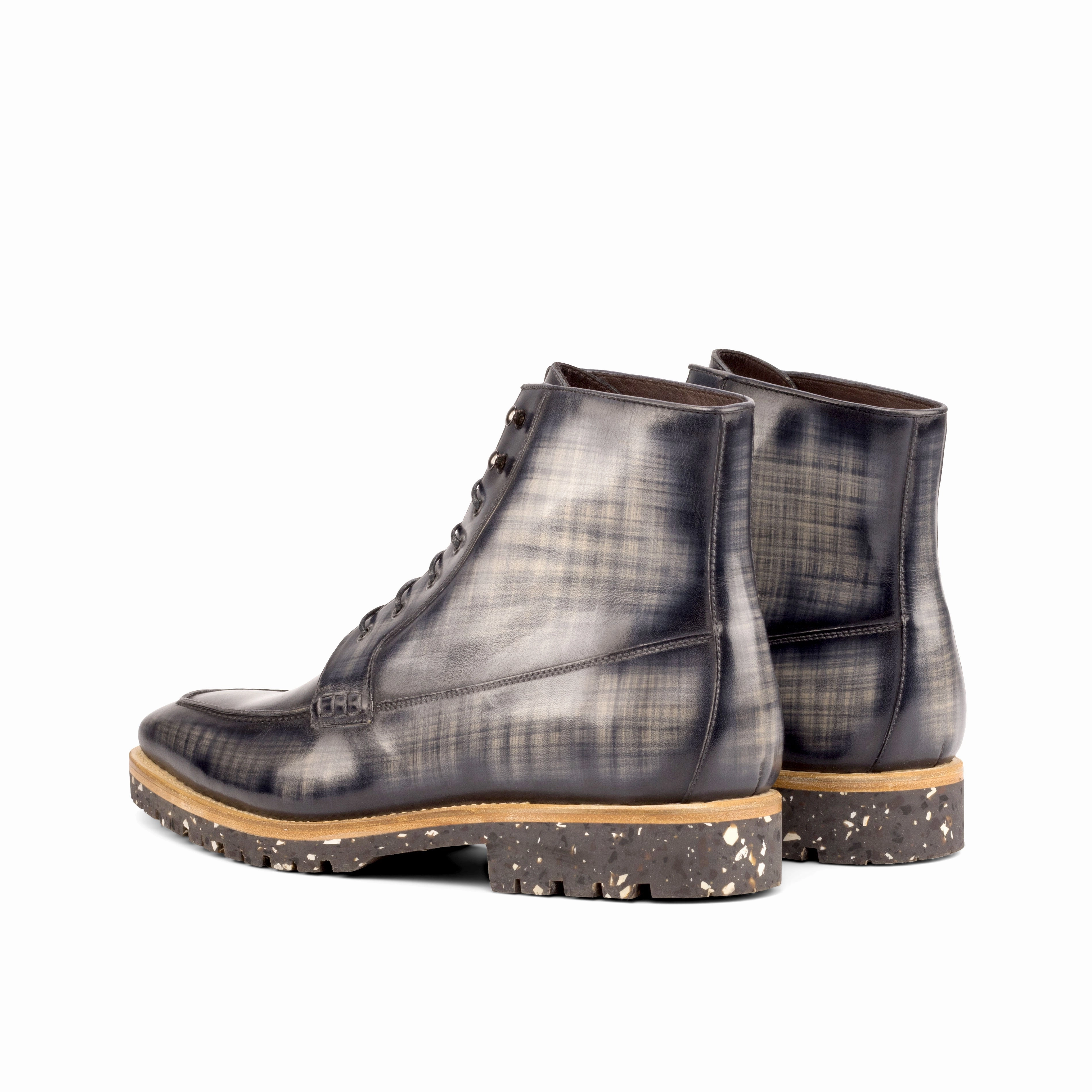 Elastic Goring Wind Barrier Grey Papiro Patina Leather Moc-Toe Boot